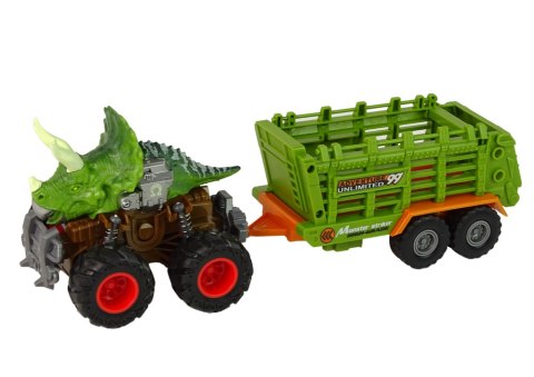 Pojazd z Motywem Dinozaura Przyczepa 4 Sztuki Dinozaurów LEAN Toys