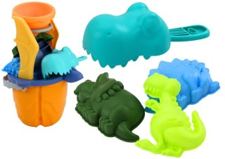 Zestaw Do Piasku Dinozaur Lejek Młynek Foremki Łopatka 7 ele. LEAN Toys