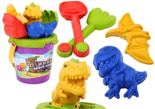 Zestaw Do Piasku Wiaderko Łopatka Grabki Foremki Dinozaury LEAN Toys