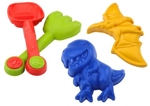 Zestaw Do Piasku Wiaderko Łopatka Grabki Foremki Dinozaury LEAN Toys