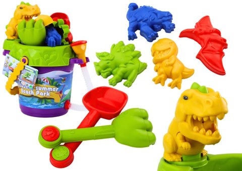 Zestaw Do Piasku Wiaderko Z Prysznicem Konewka i Foremki Dinozaury Zestaw LEAN Toys