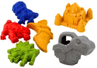 Zestaw Do Piasku Wiaderko Z Prysznicem Łopatka Grabki Foremki Dinozaury LEAN Toys