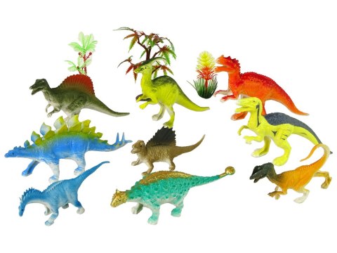 Zestaw Figurek Dinozaurów 9 sztuk Kolorowe LEAN TOYS