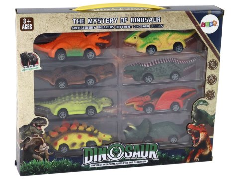 Zestaw Resoraków Dinozaury Samochodziki Kolorowe 8 Sztuk LEAN Toys