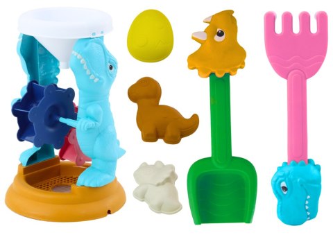 Zestaw Zabawek Do Piasku Młynek Łopatka Grabki Foremki Dinozaury LEAN Toys