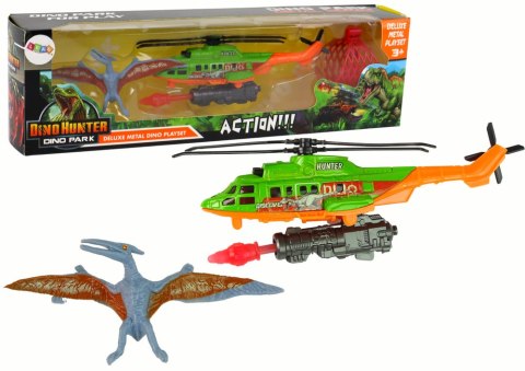 Zestaw Zielony Helikopter Transport Dinozaura Dino Park LEAN Toys