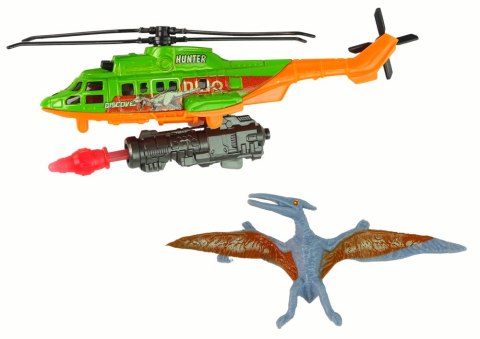 Zestaw Zielony Helikopter Transport Dinozaura Dino Park LEAN Toys