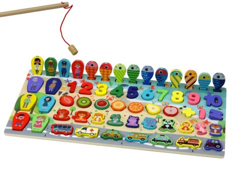 Panel Edukacyjny Sorter Drewniany Tablica Układanka Kolorowa Nauka 59 ele. LEAN Toys