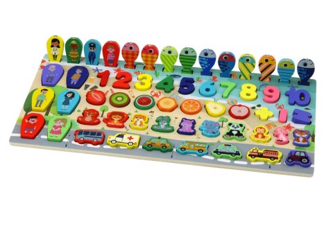 Panel Edukacyjny Sorter Drewniany Tablica Układanka Kolorowa Nauka 59 ele. LEAN Toys