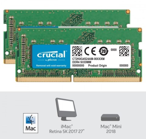 Pamięć DDR4 SODIMM do Apple Mac 16GB(2*8GB)/2400 CL17 (8bit) Crucial