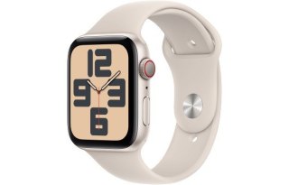 Watch SE GPS + Cellular, 44mm Koperta z aluminium w kolorze księżycowej poświaty z paskiem sportowym w kolorze księżycowej poświ Apple