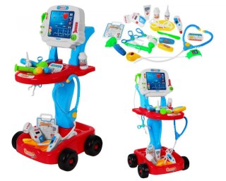 Wózek małego lekarza z EKG dzieci 3+ Panel EKG + Stetoskop + Termometr + 17 el. Dźwięki Światła