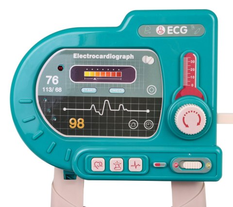 Zestaw lekarski dla dzieci 3+ Wózek + panel EKG 24 el. Kardiolog Dentysta Ortopeda Pielęgniarka