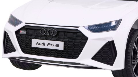 Audi RS 6 Elektryczny Samochodzik dla dzieci Biały + Pilot + Koła EVA + Wolny Start + Audio LED