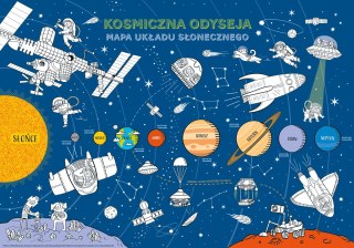 Mapa układu słonecznego "Kosmiczna odyseja" kolorowanka edukacyjna