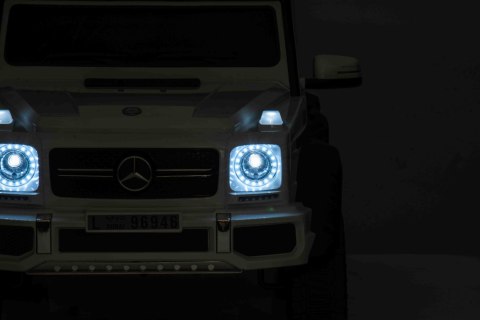 Mercedes G63 AMG Autko na akumulator Biały + Pilot + 6 kół EVA + Wolny Start + MP3 LED