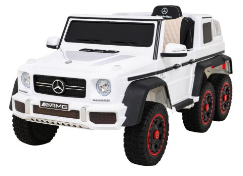 Mercedes G63 AMG Autko na akumulator Biały + Pilot + 6 kół EVA + Wolny Start + MP3 LED