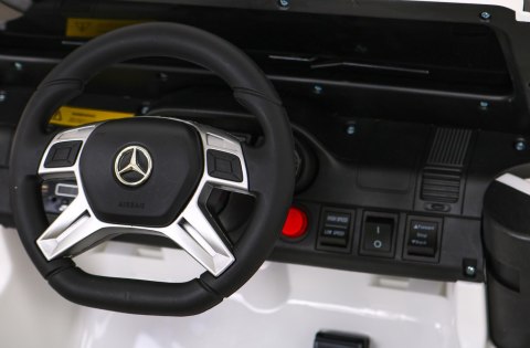 Mercedes G63 AMG Autko na akumulator Biały + Pilot + 6 kół EVA + Wolny Start + MP3 LED