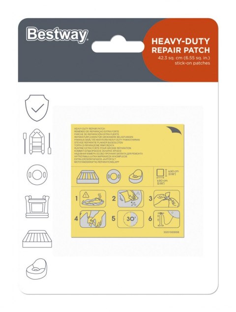 Zestaw 10 Łatek naprawczych do materiału PVC 6,5x6,5cm BESTWAY - Sklep Gebe