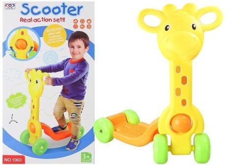 Hulajnoga dla dzieci 4 Koła Żyrafa Żółta LEAN Toys