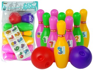 Kolorowy Zestaw do Gry w Kręgle 10 Kręgli 2 Kule LEAN Toys