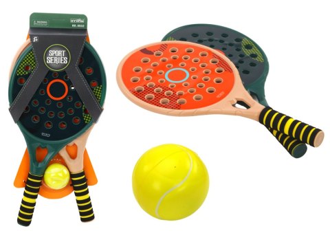 Zestaw 2 Rakietek Dla Dzieci Do Gry Padel Zielona Beżowa Piłka PU Żółta LEAN Toys