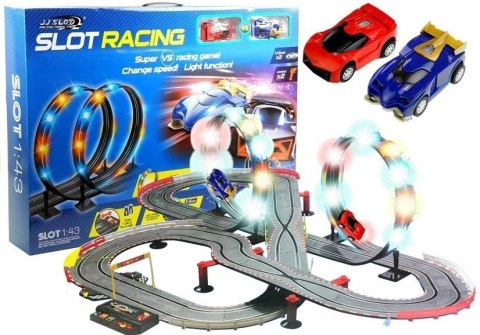 Tor Wyścigowy 2 Autka Slot Cars 1:43 Pętla Lampki LEAN Toys