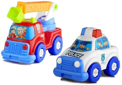 Zestaw Pojazdów Policja Straż Laweta Rozkręcane LEAN Toys