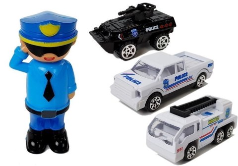 Auto Policyjne Schowek Garaż 2w1 Policjant Małe Autka Dźwięk Światła LEAN Toys