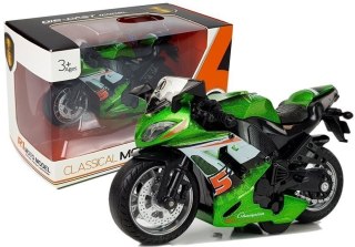 Motocykl z Napędem Frykcyjnym Dźwięki Motor 1:14 Zielony LEAN Toys