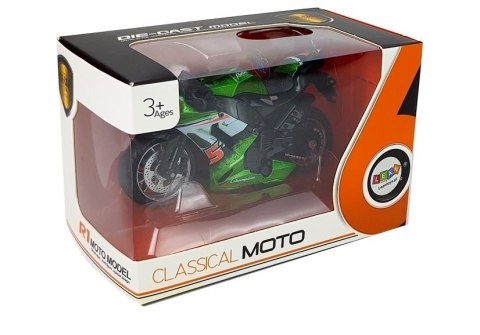 Motocykl z Napędem Frykcyjnym Dźwięki Motor 1:14 Zielony LEAN Toys