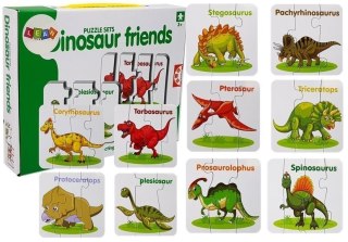 Puzzle Edukacyjne Dinozaury Angielski 10 Połączeń LEAN TOYS