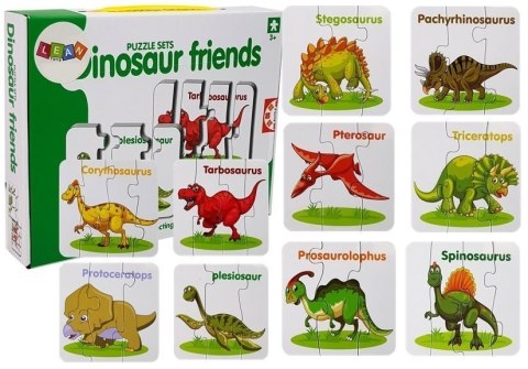 Puzzle Edukacyjne Dinozaury Angielski 10 Połączeń LEAN TOYS