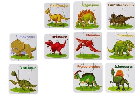 Puzzle Edukacyjne Dinozaury Angielski 10 Połączeń LEAN TOYS