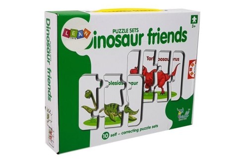 Puzzle Edukacyjne Dinozaury Angielski 10 Połączeń LEAN TOYS