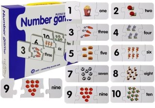 Puzzle Edukacyjne Liczby Matematyka Angielski 10 Połączeń LEAN TOYS