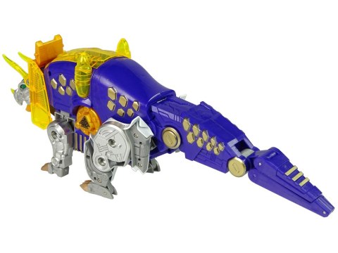 Dinobots 2w1 Dinozaur Pistolet na Strzałki Fioletowy Triceratops Tarcza LEAN Toys