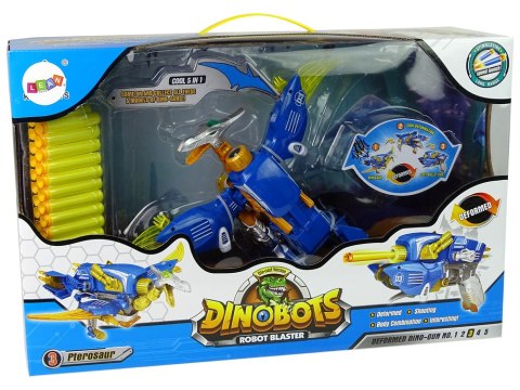 Dinobots 2w1 Dinozaur Pistolet na Strzałki Niebieski Pterosaur Tarcza LEAN Toys