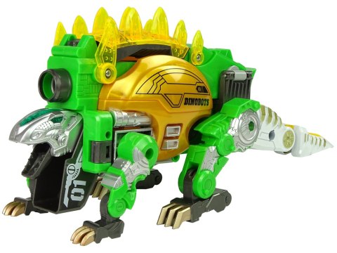 Dinobots 2w1 Dinozaur Pistolet na Strzałki Zielony Stegosaurus Tarcza LEAN Toys