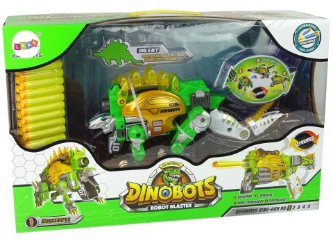 Dinobots 2w1 Dinozaur Pistolet na Strzałki Zielony Stegosaurus Tarcza LEAN Toys