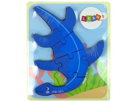 Drewniane Puzzle Dinozaur Pterodaktyl Różowy Pliosaurs Niebieski LEAN Toys