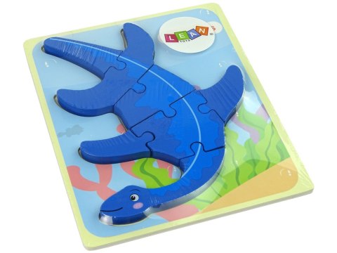 Drewniane Puzzle Dinozaur Pterodaktyl Różowy Pliosaurs Niebieski LEAN Toys