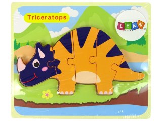 Drewniane Puzzle Dinozaury Triceratops Ankylosaurus Pomarańczowy LEAN Toys