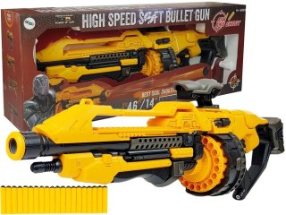 Pistolet Na Baterie Piankowe Naboje 82 cm Obrotowy Magazynek Żółty LEAN Toys