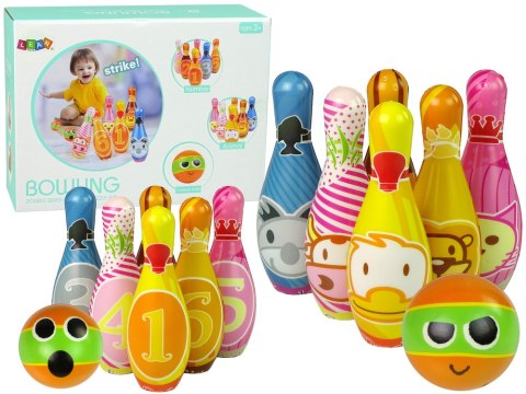 Zestaw Do Gry Miękkie Kręgle 6 Sztuk Kolorowe Kula Liczby LEAN Toys