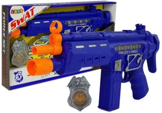 Zestaw Policyjny Pistolet Odznaka Granatowy Dźwięk Efekty Świetlne 37cm LEAN Toys