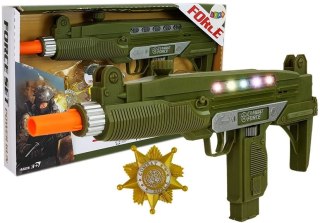 Zestaw Wojskowy Pistolet Dźwięk Światła Odznaka 37 cm LEAN Toys