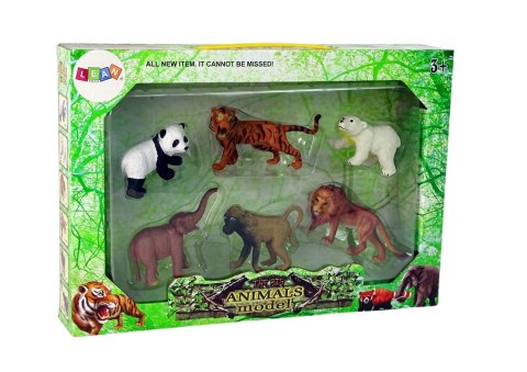 Zestaw 6 Figurek Dzikie Zwierzęta Safari Figurka Tygrys Małpa Lew LEAN Toys