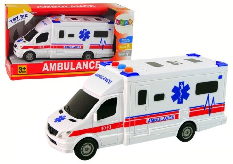 Auto Ambulans Karetka Na Baterie Światła Dźwięk Biała Napęd LEAN Toys