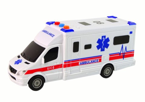 Auto Ambulans Karetka Na Baterie Światła Dźwięk Biała Napęd LEAN Toys